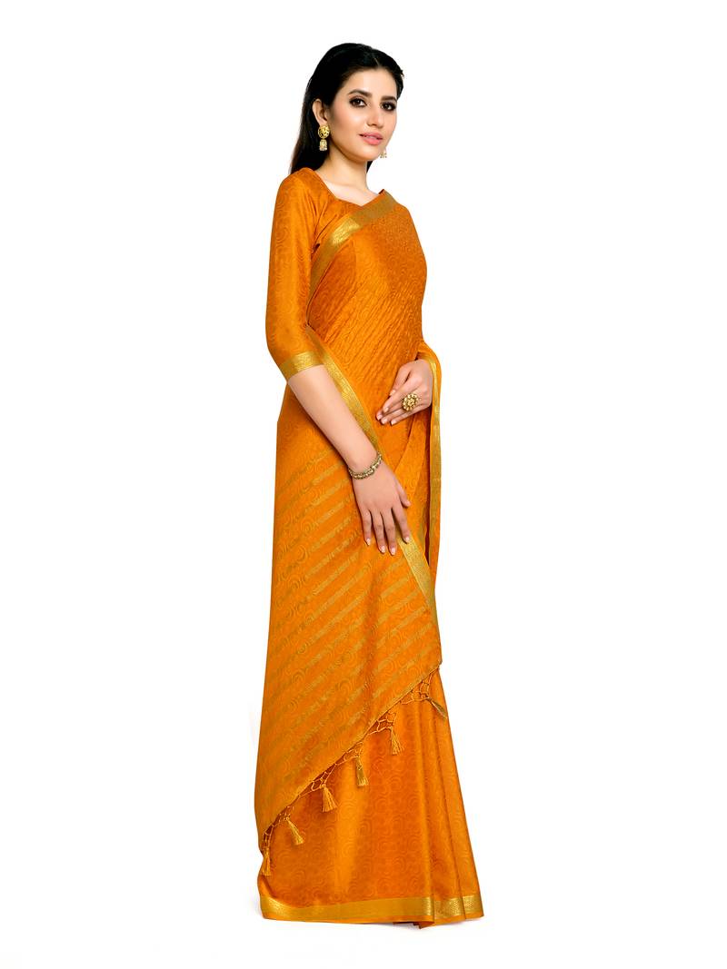 Women's Mysore Silk Crepe Saree with Blouse Piece
