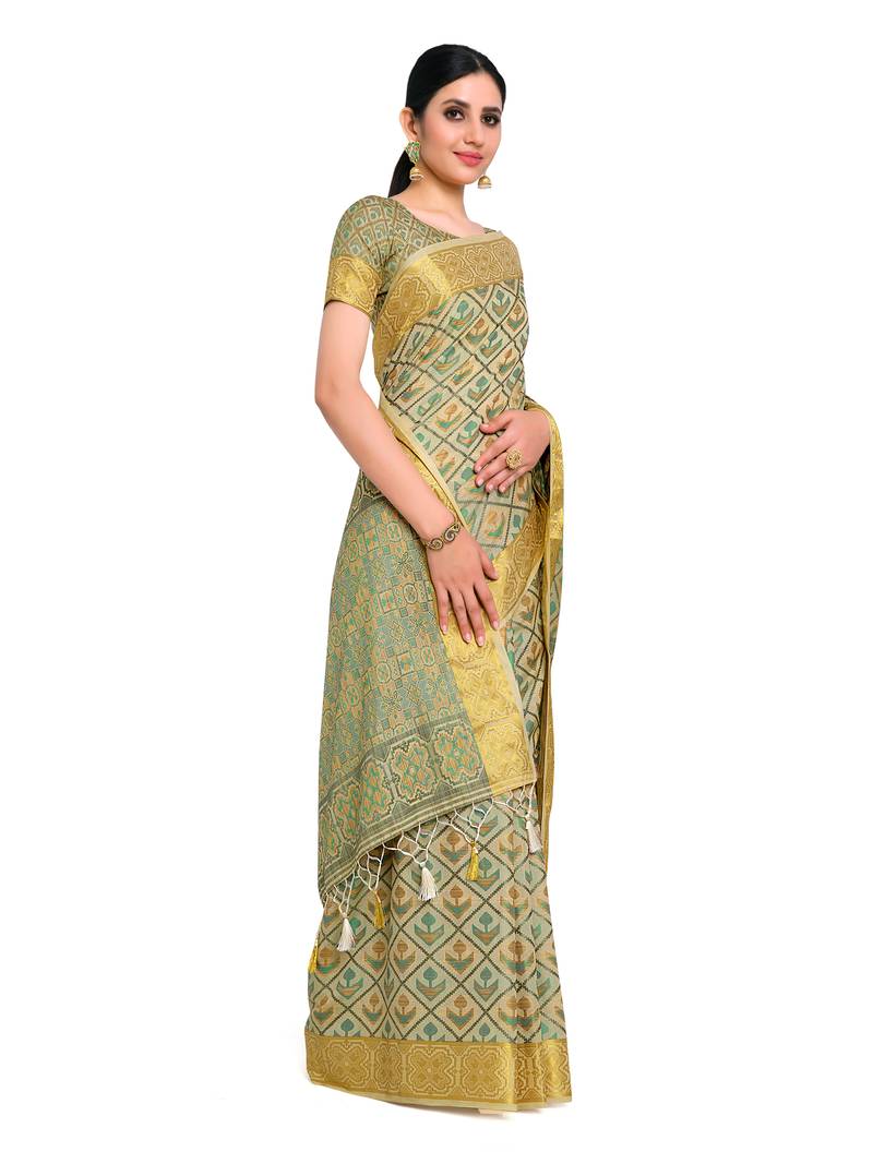 Women Party Wear Patola Silk Saree with Un Stitched Blouse