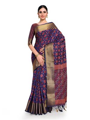 Women's Patola Art Silk Saree with Blouse Piece 1