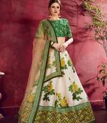 Green embroidered silk semi stitched lehenga