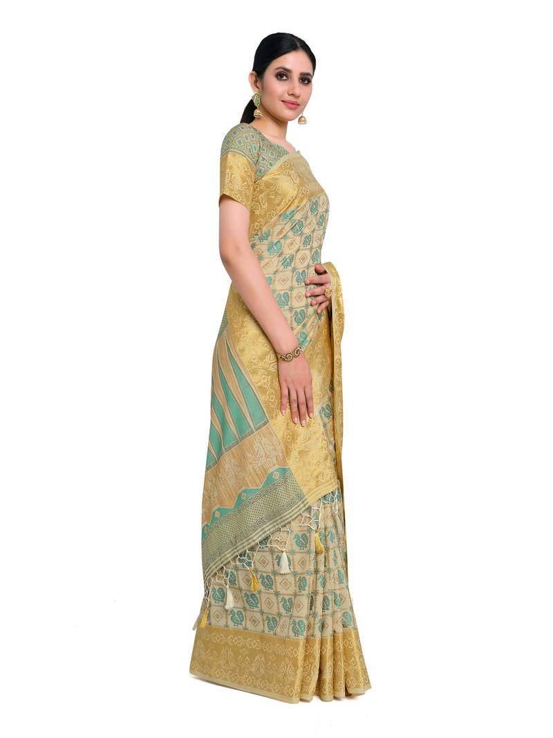 Women's Patola Art Silk Saree with Blouse Piece