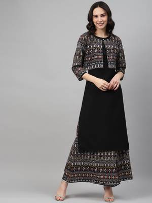 Black printed rayon kurtas-and-kurtis 1