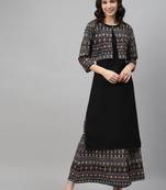 Black printed rayon kurtas-and-kurtis