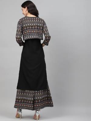 Black printed rayon kurtas-and-kurtis 3