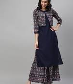 Navy-blue printed rayon kurtas-and-kurtis