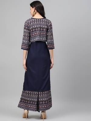 Navy-blue printed rayon kurtas-and-kurtis 3