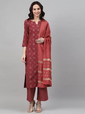 Maroon printed rayon kurtas-and-kurtis 1