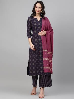 Navy-blue printed rayon kurtas-and-kurtis 1