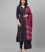 Navy-blue printed rayon kurtas-and-kurtis