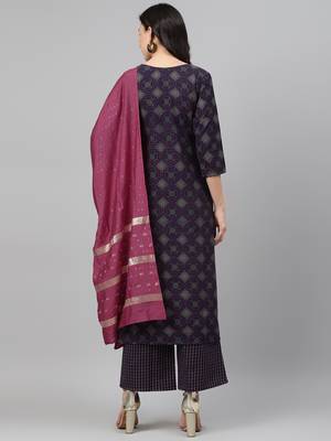 Navy-blue printed rayon kurtas-and-kurtis 3