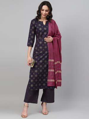 Navy-blue printed rayon kurtas-and-kurtis 5