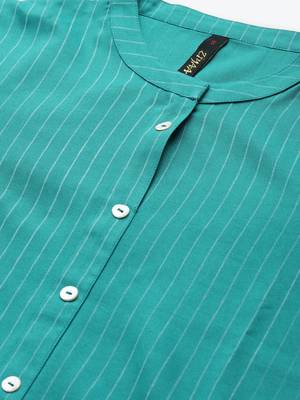 Teal printed rayon kurtas-and-kurtis 4