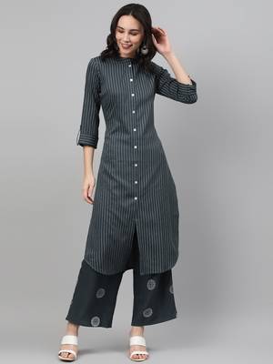 Grey printed rayon kurtas-and-kurtis 1