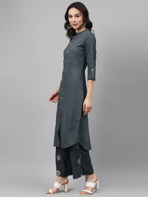 Grey printed rayon kurtas-and-kurtis 2