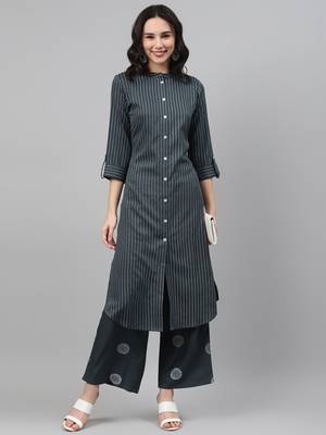 Grey printed rayon kurtas-and-kurtis 5