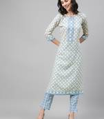 Blue printed rayon kurtas-and-kurtis