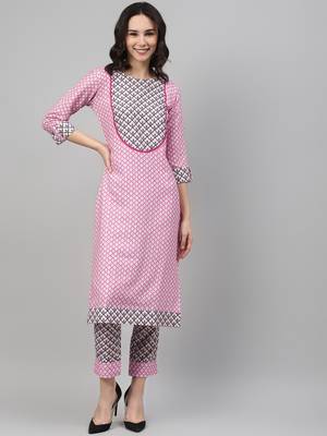 Pink printed rayon kurtas-and-kurtis 1