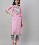 Pink printed rayon kurtas-and-kurtis