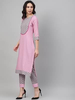 Pink printed rayon kurtas-and-kurtis 2