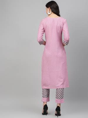 Pink printed rayon kurtas-and-kurtis 3