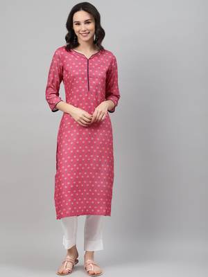Pink printed rayon kurtas-and-kurtis 1