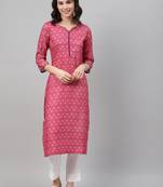 Pink printed rayon kurtas-and-kurtis