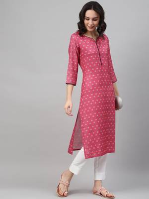 Pink printed rayon kurtas-and-kurtis 3