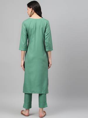 Green printed rayon kurtas-and-kurtis 3