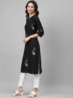 Black printed rayon kurtas-and-kurtis 2