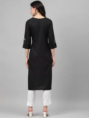 Black printed rayon kurtas-and-kurtis 3