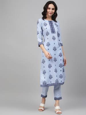 Blue printed rayon kurtas-and-kurtis 1