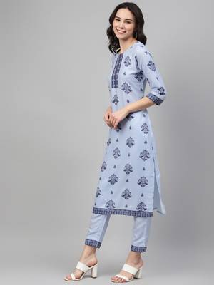 Blue printed rayon kurtas-and-kurtis 2