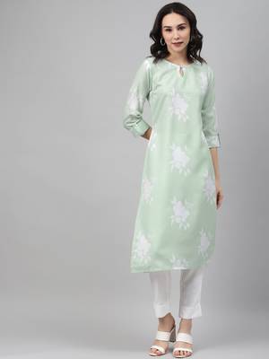 Green printed rayon kurtas-and-kurtis 1