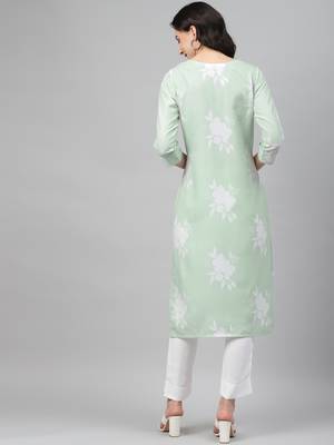 Green printed rayon kurtas-and-kurtis 3