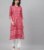 Pink printed rayon kurtas-and-kurtis