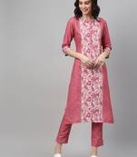Pink printed rayon kurtas-and-kurtis