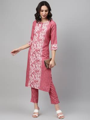 Pink printed rayon kurtas-and-kurtis 5