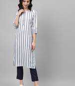 Blue printed rayon kurtas-and-kurtis