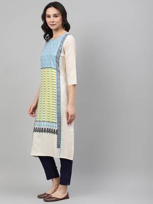 Navy-blue printed rayon kurtas-and-kurtis 2