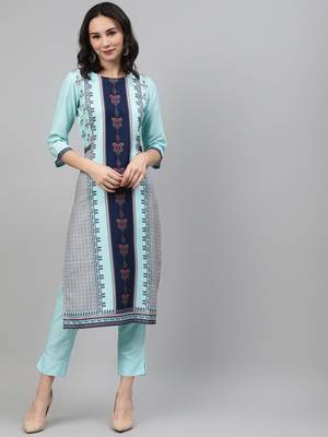 Blue printed rayon kurtas-and-kurtis 1