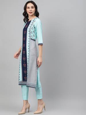 Blue printed rayon kurtas-and-kurtis 2