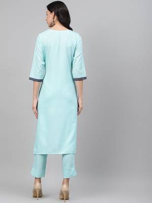 Blue printed rayon kurtas-and-kurtis 3