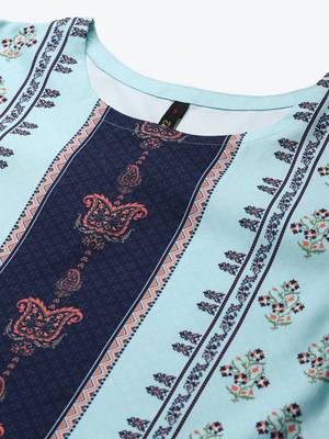 Blue printed rayon kurtas-and-kurtis 4
