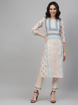 Off-white printed rayon kurtas-and-kurtis 1