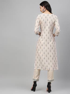 Off-white printed rayon kurtas-and-kurtis 3