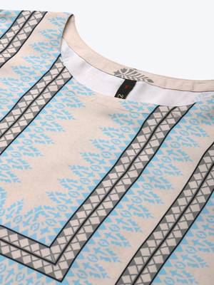 Off-white printed rayon kurtas-and-kurtis 4