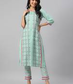 Blue printed rayon kurtas-and-kurtis