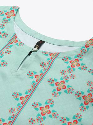 Blue printed rayon kurtas-and-kurtis 4