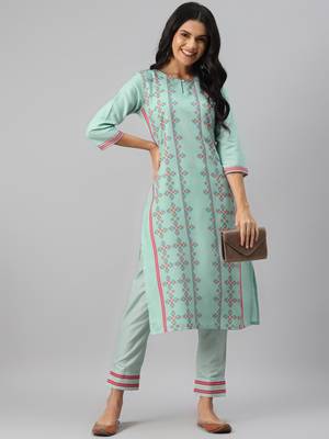 Blue printed rayon kurtas-and-kurtis 5