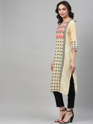 Off-white printed rayon kurtas-and-kurtis 2
